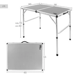 AKTIVE - Table De Camping Pliante, Réglable En 2 Hauteurs, 90x60x40/70 Cm, Gris -Camping Boutique aktive table de camping pliante reglable en 2 hauteurs 90x60x4070 cm gris 3