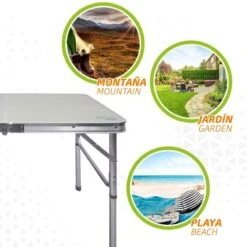 AKTIVE - Table Pliante Avec 2 Tabourets Et Poignée De Transpor, Gris -Camping Boutique aktive table pliante avec 2 tabourets et poignee de transpor gris 3