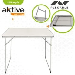 AKTIVE - Table Pliante En Aluminium Et Bois. Table De Camping 80x60x70 Cm -Camping Boutique aktive table pliante en aluminium et bois table de camping 80x60x70 cm 2