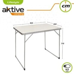 AKTIVE - Table Pliante En Aluminium Et Bois. Table De Camping 80x60x70 Cm -Camping Boutique aktive table pliante en aluminium et bois table de camping 80x60x70 cm 5