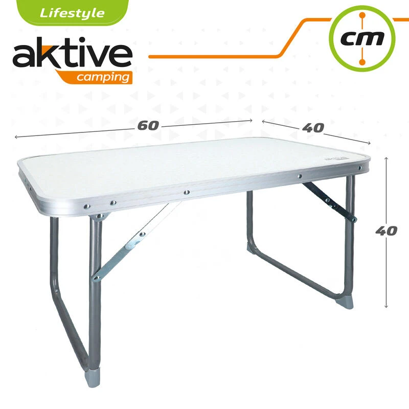 AKTIVE - Table Pliante . Table Basse Blanche En Aluminium - 40x60x40 Cm 6 AKTIVE - Table Pliante . Table Basse Blanche En Aluminium - 40x60x40 Cm – Image 4