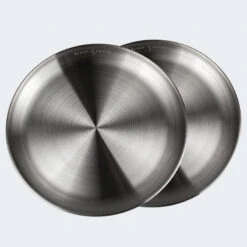 Assiette Plate De Camping | Diamètre Env. 23 Cm | Acier Inox | 2 Assiettes -Camping Boutique assiette plate de camping diametre env 23 cm acier inox 2 assiettes 3