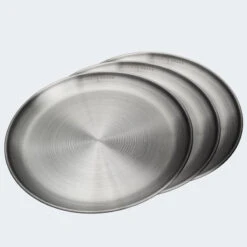 Assiette Plate De Camping | Diamètre Env. 23 Cm | Acier Inox | 3 Assiettes -Camping Boutique assiette plate de camping diametre env 23 cm acier inox 3 assiettes 4
