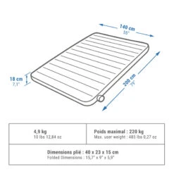 Quechua MATELAS GONFLABLE DE CAMPING - AIR SECONDS 140 CM - 2 PERSONNES -Camping Boutique matelas gonflable de camping air seconds 140 cm 2 personnes 1
