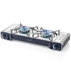 Set Réchaud à Gaz 2 Feux - Skandika Brann - Camping - Allumage Piezo - Mallette -Camping Boutique set rechaud a gaz 2 feux skandika brann camping allumage piezo mallette 2