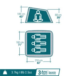 Quechua Tente De Camping - 2 SECONDS - 3 Places -Camping Boutique tente de camping 2 seconds 3 places 1